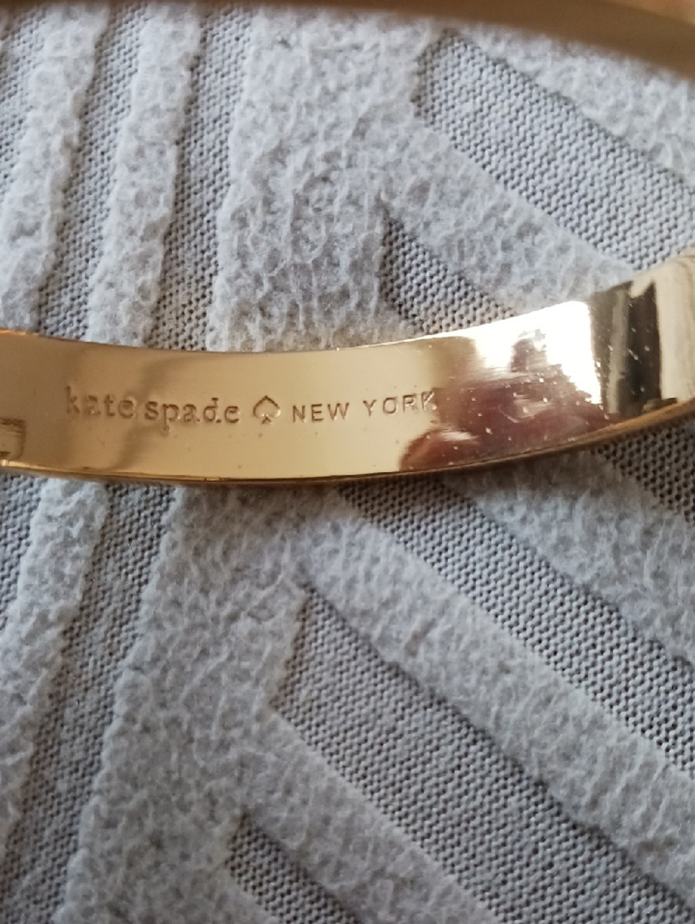 kate spade Cream Enamel and Gold Spade Bangle Bracelet - Picture 2 of 5